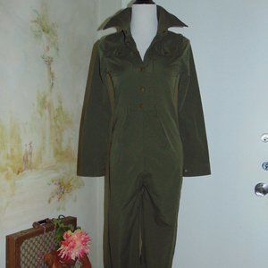 Shein Women's XS Khaki Solid One Piece Jumper Snap Detail Jumpsuit Long Sleeves